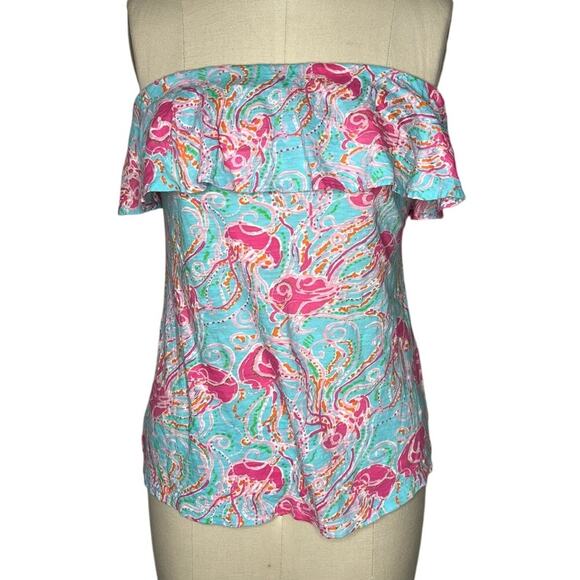 Lilly Pulitzer Wiley Jellies Be Jammin Strapless Ruffle Tube Top Size Medium - Picture 1 of 4
